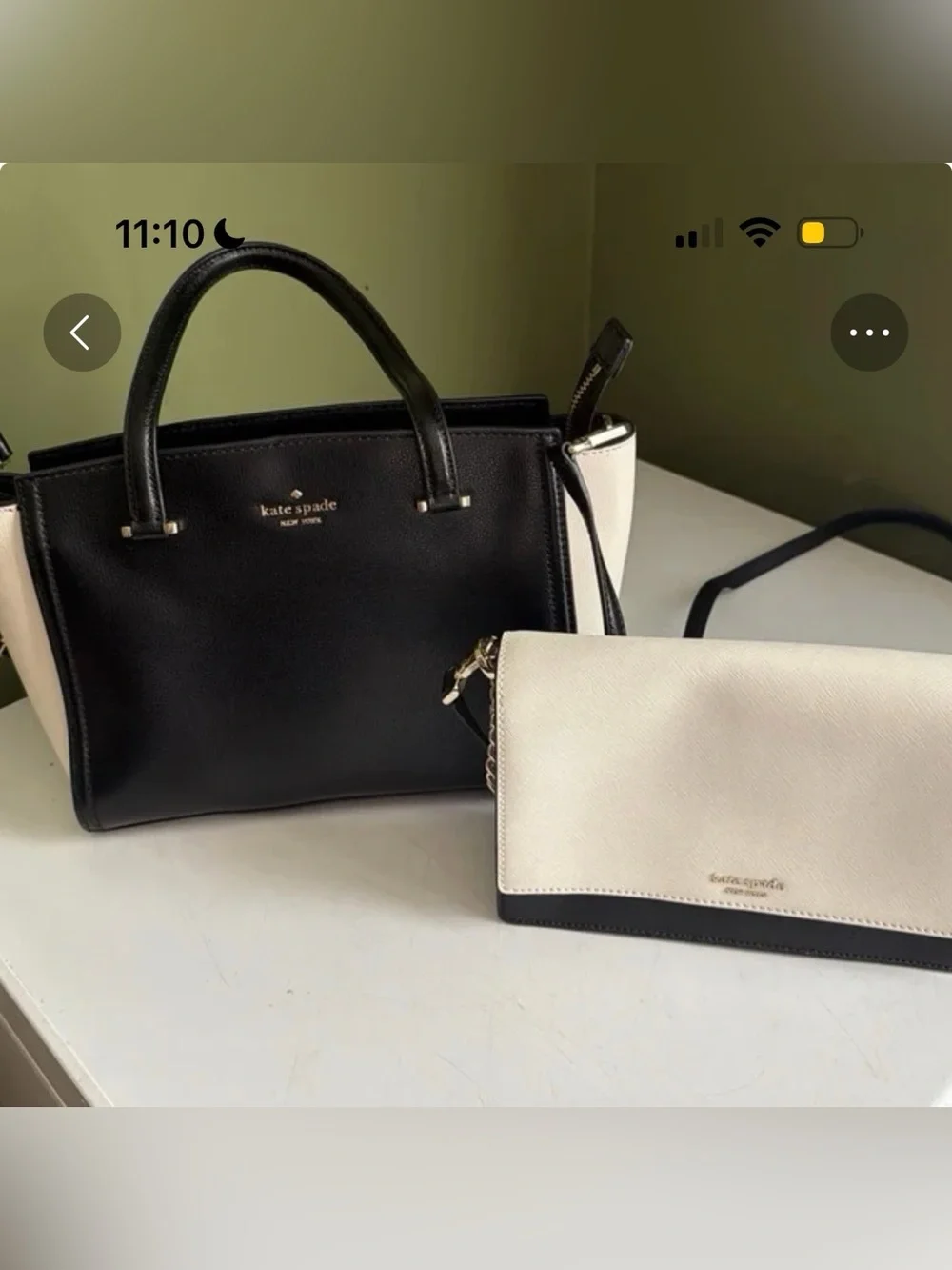 kate spade Black and Cream Leather Tote with Matching Crossbody